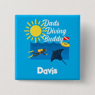 Dads Diving Buddy Design - botón cuadrado
