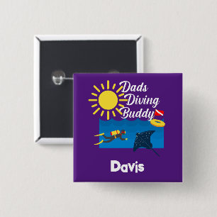 Dads Diving Buddy Design - botón cuadrado