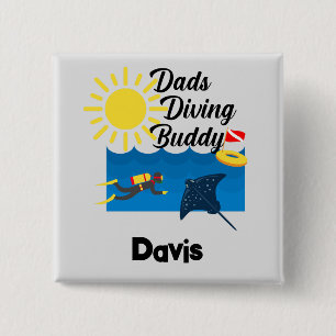 Dads Diving Buddy Design - botón cuadrado