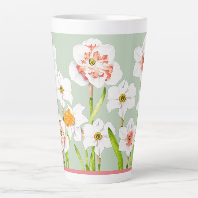 Daffodias en una gran taza de latte (Anverso)