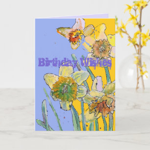Daffodil acuarela amarillo primavera flor tarjeta