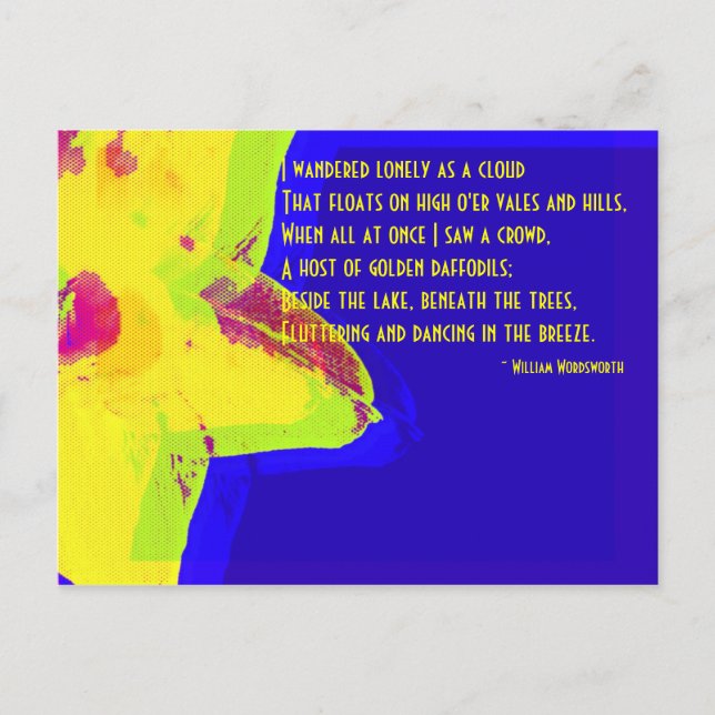 Daffodil amarillo; Postal de William Wordsworth (Anverso)