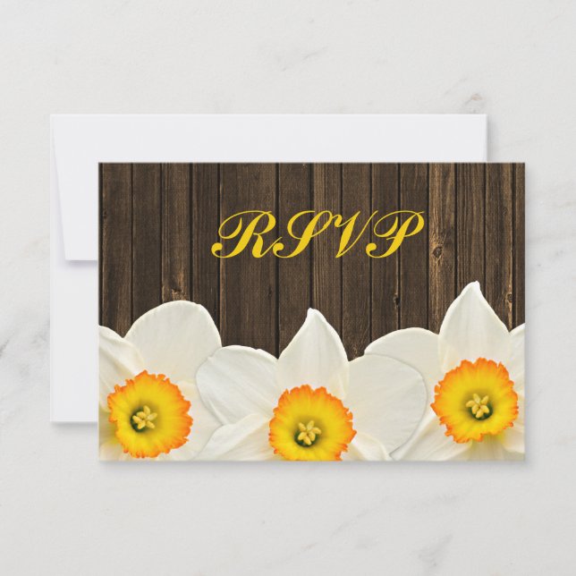 Daffodil Barn Wood Wedding Tarjeta de respuesta RS (Anverso)