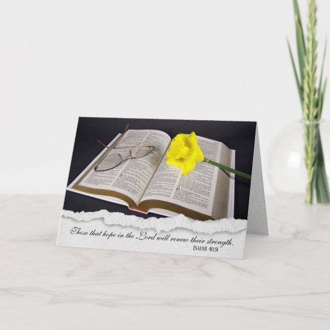 Daffodil en tarjeta de simpatía de la Biblia (Anverso)
