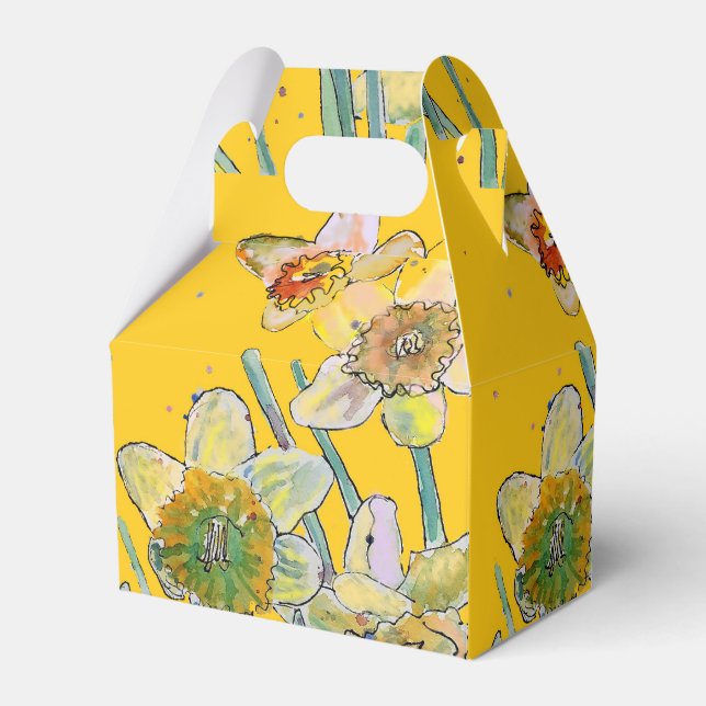 Daffodil Flor Pintura floral Caja de tarta de cump (Front Side)