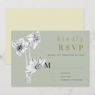 Daffodil Oro Elegante Arte Dibujado Primavera Boda