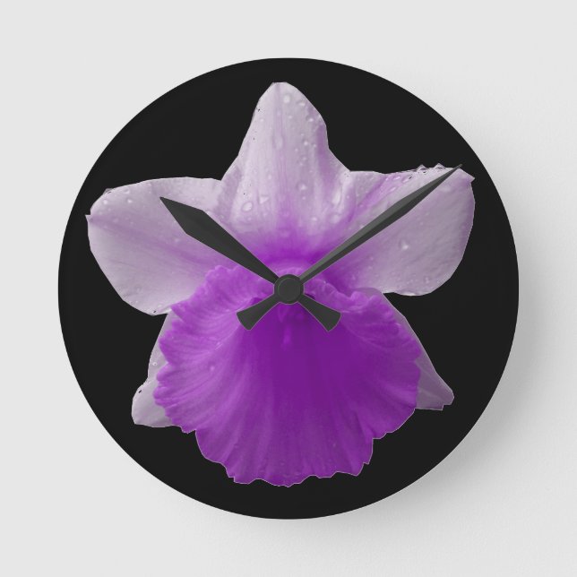 Daffodil Reloj de pared púrpura (Anverso)