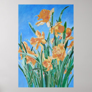 Daffodils de oro en flor de línea negrita Arte