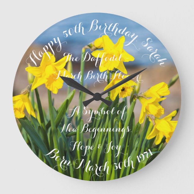 Daffodils en el reloj de pared acrílico de primave (Anverso)