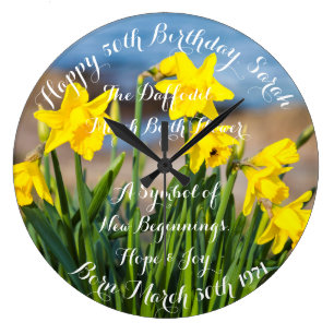 Daffodils en primavera reloj de pared acrílica