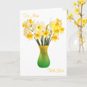 Daffodils en una tarjeta de felicitación granulada