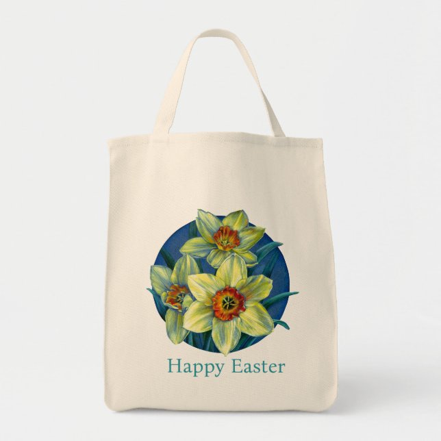 'Daffodils' Feliz bolso de arte fino de Pascua (Frente)