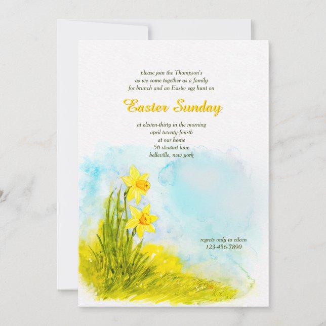 Daffodils Invitación a Pascua (Anverso)