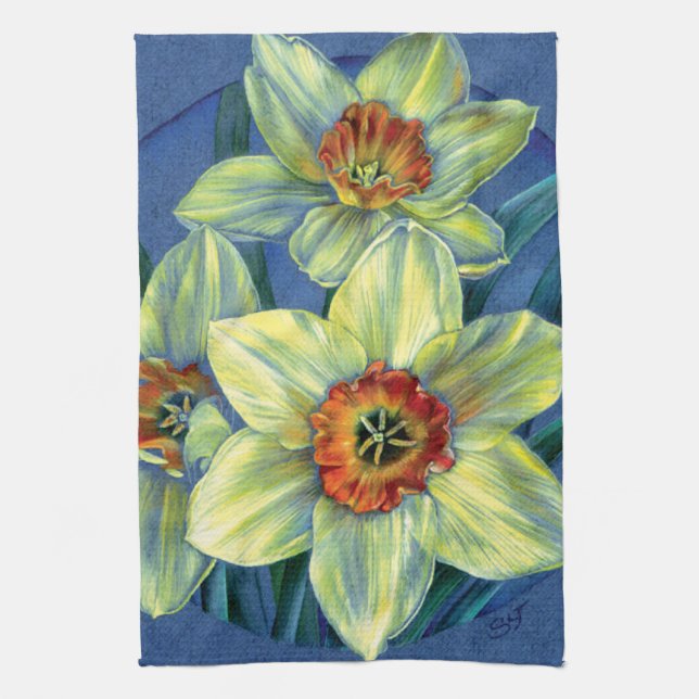 ‘Daffodils - las alegrías de la primavera’ toalla  (Vertical)