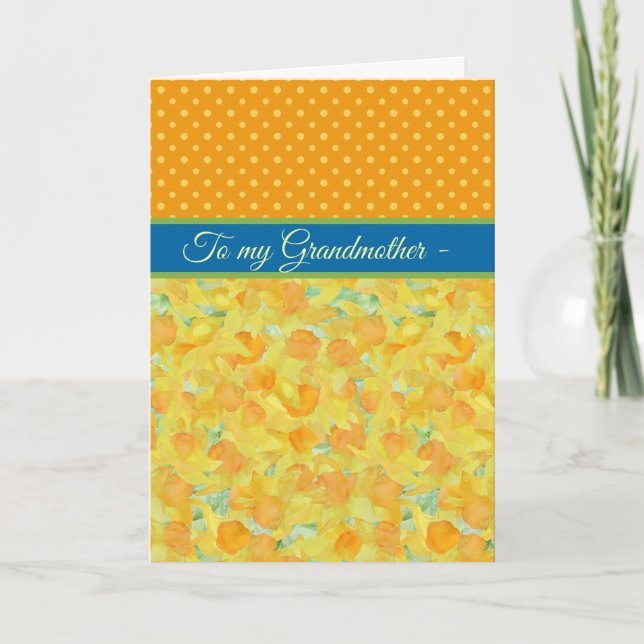 Daffodils, tarjeta de cumpleaños de marzo, abuela (Anverso)