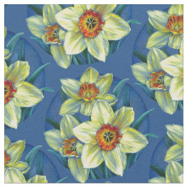 Daffodils tela acuarela del arte botánico de prima