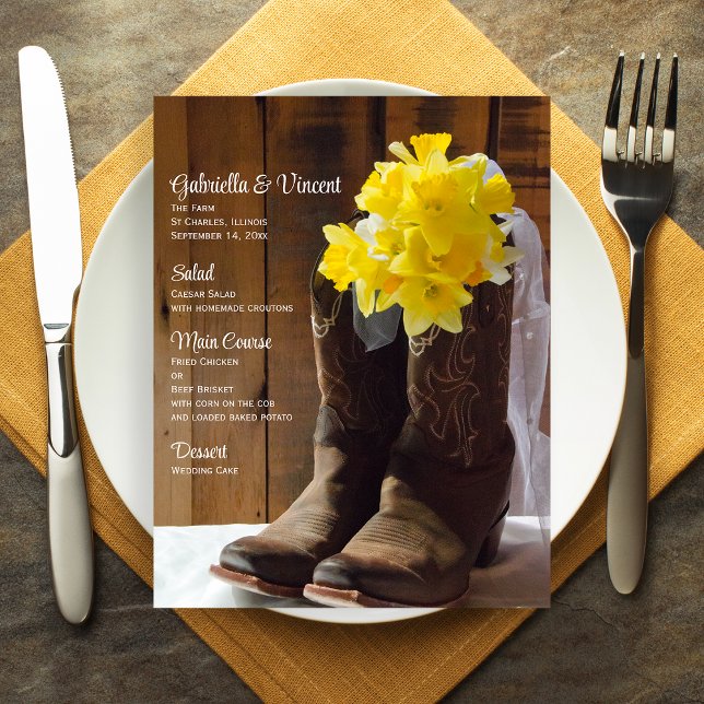 Daffodils y Cowboy Boots Menú de bodas rurales (Subido por el creador)