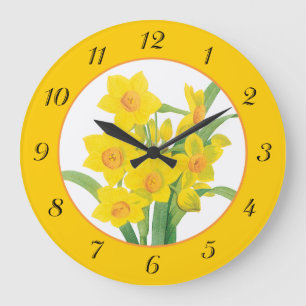 Dafóditos amarillos en el reloj de pared floral Na