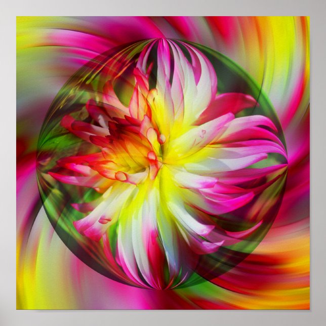 Dahlia Flor Floral Abstrato Arte (Frente)