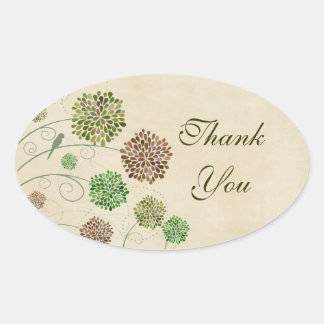 Dahlia Garden Wedding Gracias Pegatina Oval