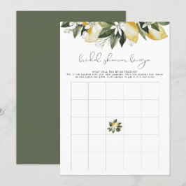 DAHLIA Lemon Bridal Shower Bingo Invitación al jue