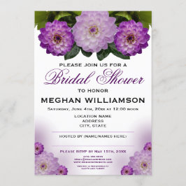 Dahlia Morple Floral Bridal Shower Invitación