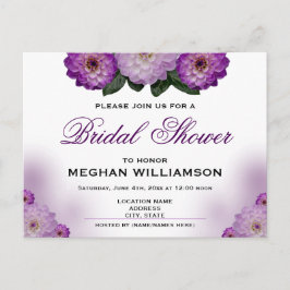 Dahlia Morple Floral Bridal Shower Post Invitación
