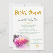 Dahlia Rosa Bridal Shower Faux Gold Invitación