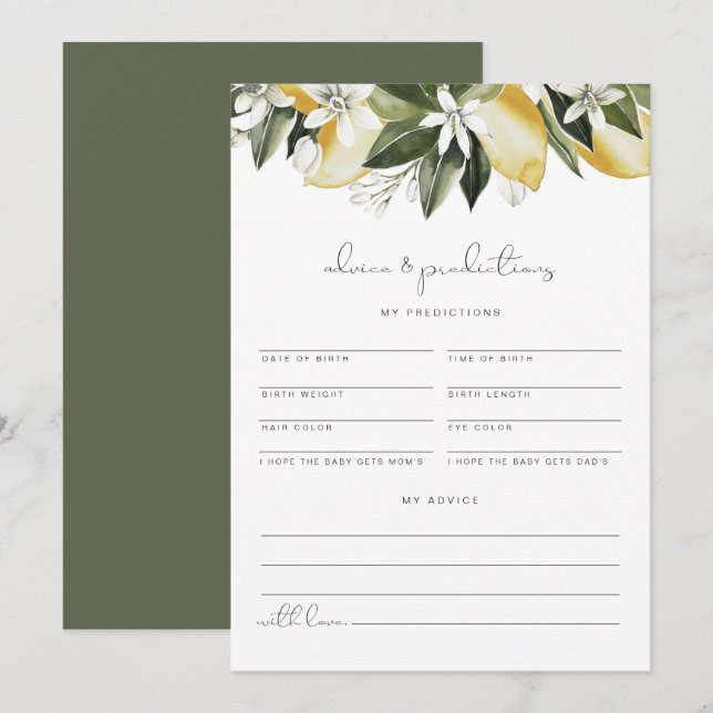 DAHLIA Tarjeta de consejos y predicciones para beb (Anverso / Reverso)