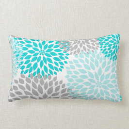 Dahlias azul turquesa gris floral Mamá almohada