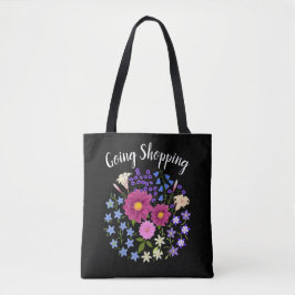 Dahlias con la bolsa de tocador de Bluebells