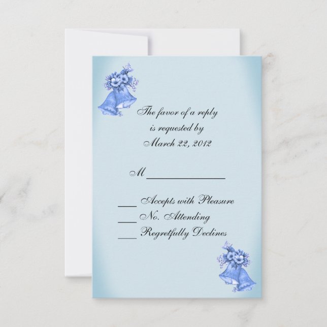 Dainty Blue Boda Bells RSVP (Anverso)