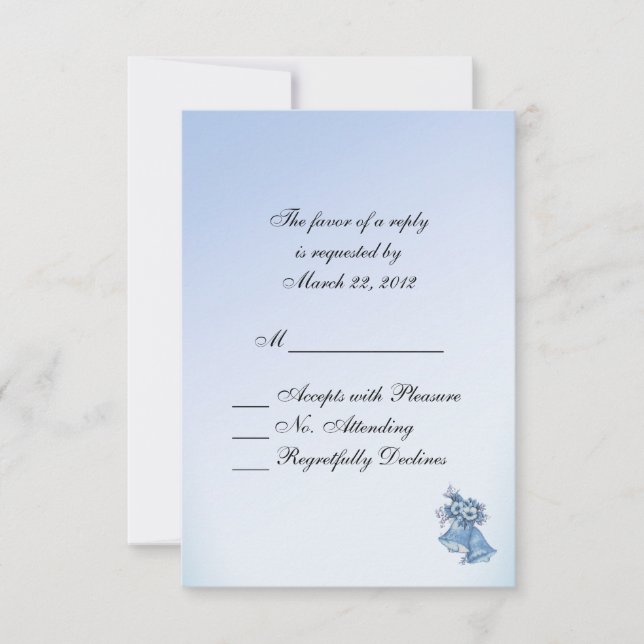 Dainty Blue Boda Bells RSVP con árboles (Anverso)