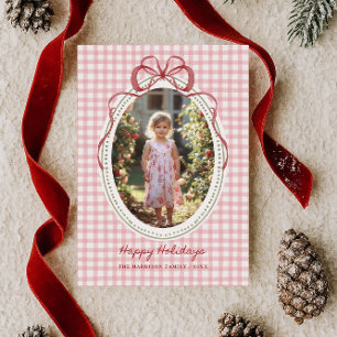 Dainty Bow Frame Gingham Navidad Foto
