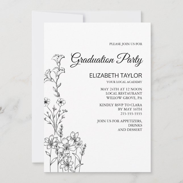 Dainty Elegance Graduance Party Invitación (Anverso)