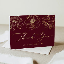 Dainty Floral Burgundy y Gold Boda Gracias