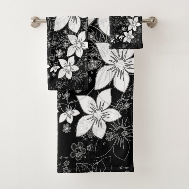 Dainty Floral Scroll on Black (In situ)