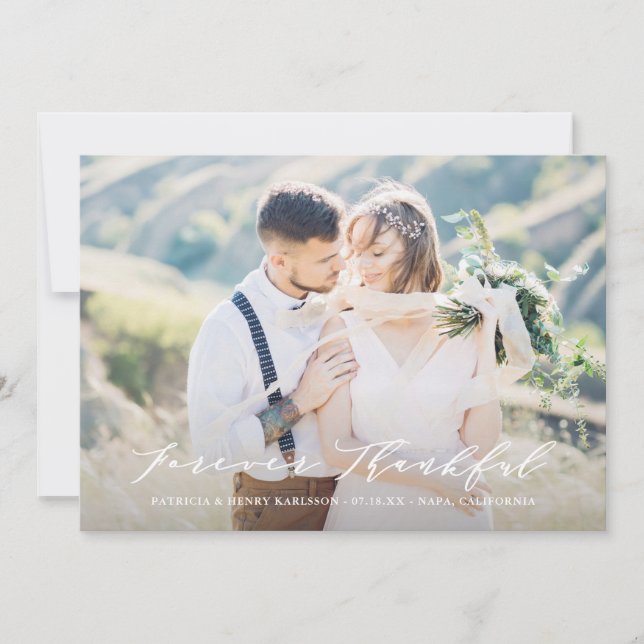 Dainty Script Forever Agradecimiento Boda Gracias (Anverso)