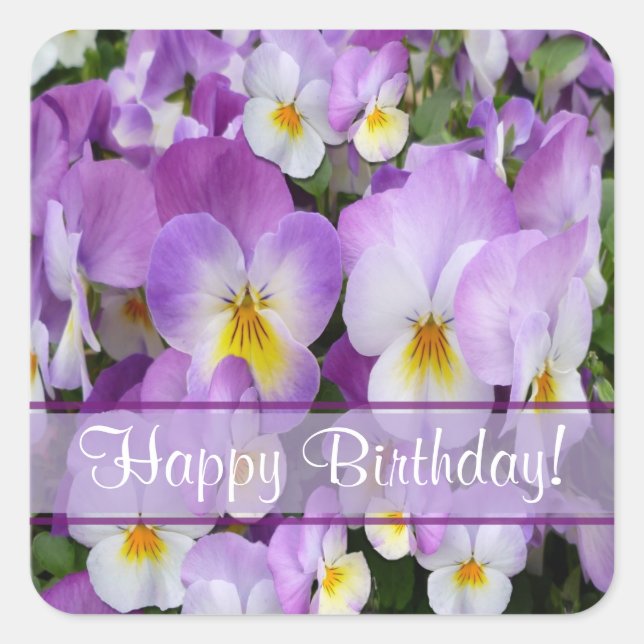 Dainty Violas ~ Pegatina de cumpleaños (Anverso)