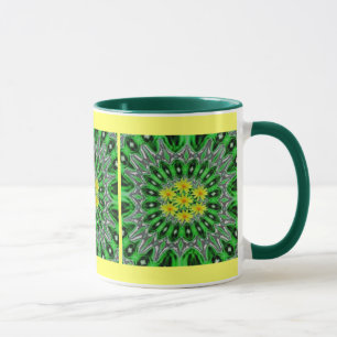 Daises en la taza verde esmeralda