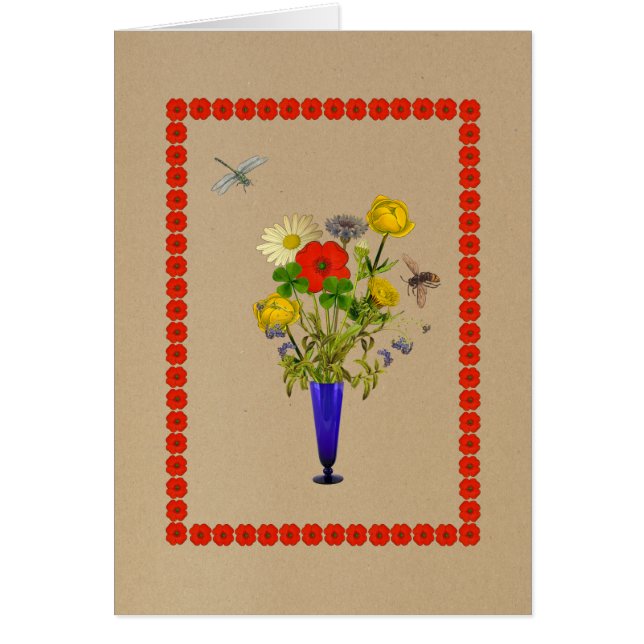 Daisies, amapolas, flores de maíz, ramo de maripos (Frente)