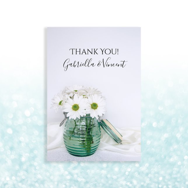 Daisies Blancos Boda Jar Azul Gracias Nota (Subido por el creador)