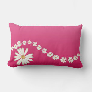Daisies blancos en Cojín decorativo Lumbar Rosa