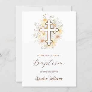 Daisies Bouquet Baptism Invitación