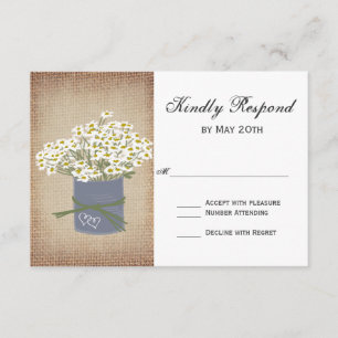 Daisies de doble corazón casan tarjetas RSVP