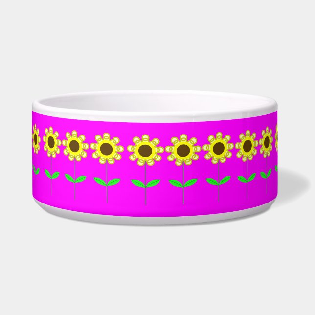 Daisies en el bol de mascotas con cerámica rosa (Frente)