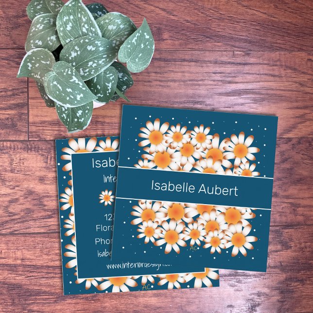 Daisies en negrita | Tarjetas de visita Blue Flora (Subido por el creador)