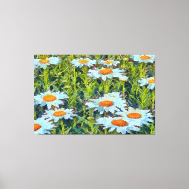 Daisies En Un Jardín Florido Arte Floral (Anverso)