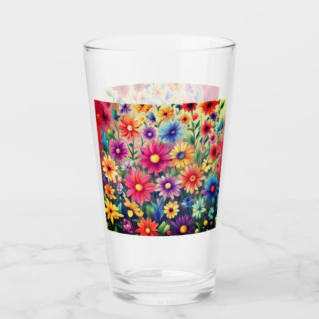Daisies pintados - Vidrio para beber (Anverso)