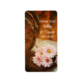 Daisies rosados Boots Boda occidental etiqueta de 